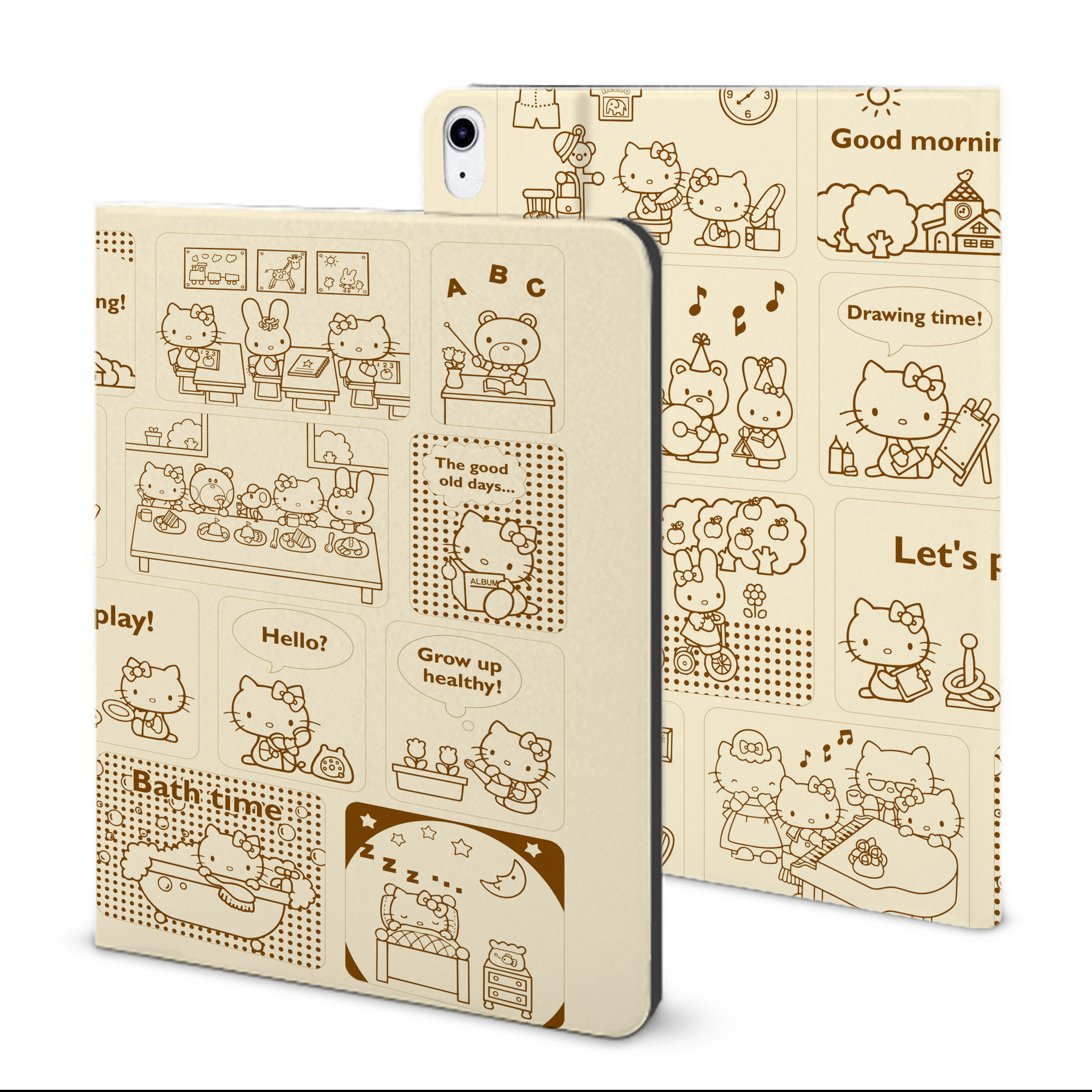 （画像用） Hello Kitty ハローキティ IPad ケース ブック型 PUレザー TPU 耐衝撃 軽量 薄型 ペン収納なし 全面保護 IPad 各モデル対応